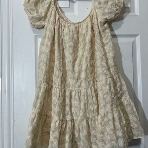Storia Cream Lace Puff Sleeve Dress